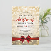 Feestelijke Ribbon Gold Lights Kerstfeest Kaart (Staand voorkant)