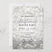 Feestelijke Ribbon Silver Lights Kerstfeest Kaart (Voorkant)