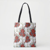Feestelijke Rich Red Poinsettia bloem Canvas tas (Voorkant)
