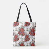 Feestelijke Rich Red Poinsettia bloem Canvas tas (Achterkant)