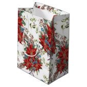 Feestelijke Rich Red Poinsettia bloem geschenktas Medium Cadeauzakje (Achterkant Gekanteld)