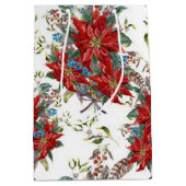 Feestelijke Rich Red Poinsettia bloem geschenktas Medium Cadeauzakje (Voorkant)