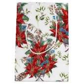 Feestelijke Rich Red Poinsettia bloem geschenktas Medium Cadeauzakje (Achterkant)