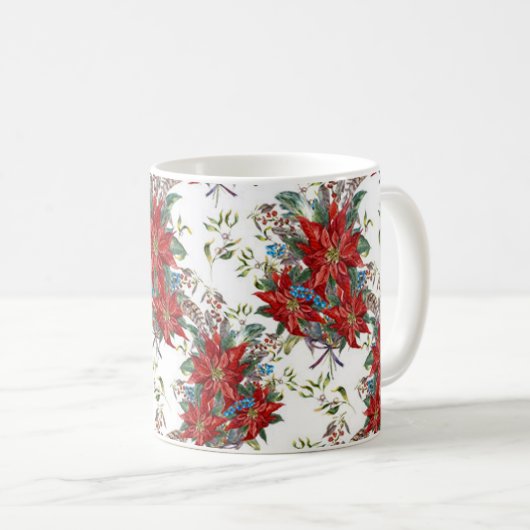 Feestelijke Rich Red Poinsettia bloem Mok (Voorkant rechts)