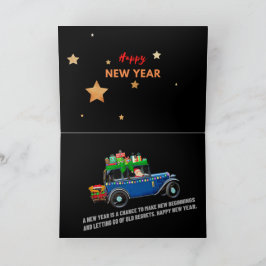 Feestelijke rit naar een vrolijk nieuwjaar kaart