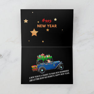 Feestelijke rit naar een vrolijk nieuwjaar kaart