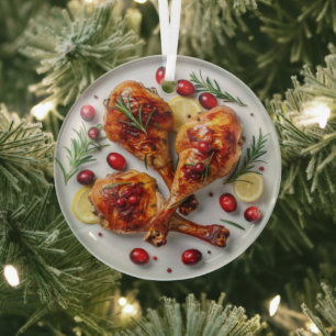 Feestelijke Roast Turkey Legs Holiday Glas Ornament