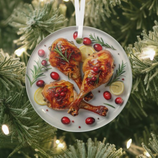 Feestelijke Roast Turkey Legs Holiday Glas Ornament (Insitu)