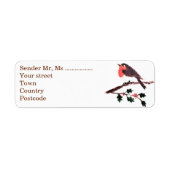 Feestelijke Robin en Holly Etiket (Voorkant)