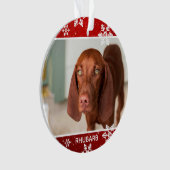 Feestelijke Rode 2 Foto Hond Kerstmis | Huisdier Ornament (voorkant)