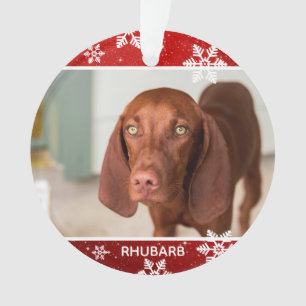 Feestelijke Rode 2 Foto Hond Kerstmis   Huisdier Ornament
