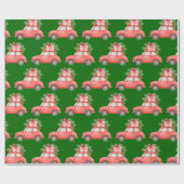 Feestelijke rode auto | Kerstcadeaus Holiday Desig Cadeaupapier (Vlak)