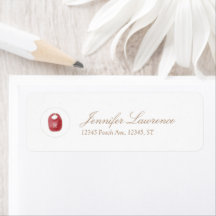 Feestelijke rode Baby shower retour adreslabel