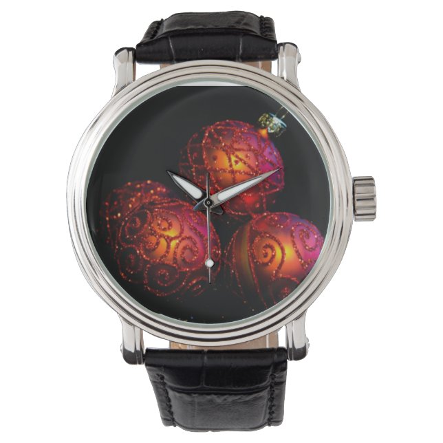 Feestelijke rode Baubles  Srap Watch Horloge (Voorkant)