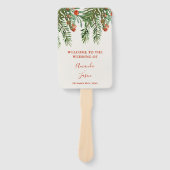 Feestelijke rode bessen bladeren Kerstmis bruiloft Handwaaier (Voorkant)