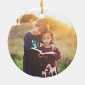 feestelijke rode bessen foto kerst keramisch ornament (Achterkant)