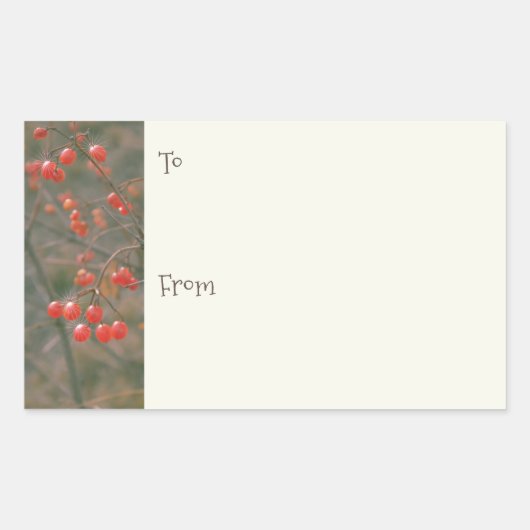 Feestelijke rode bessen Kerstmis cadeau labels (Voorkant)