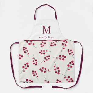 Feestelijke rode bessen Monogram All-Over Print Sc Schort