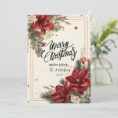 Feestelijke rode bessen Vrolijk Kerstfeest Feestdagenkaart (Staand voorkant)