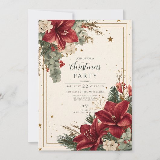 Feestelijke rode bessen Vrolijk Kerstfeest Kaart (Voorkant)