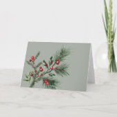 Feestelijke rode bessen Winter hulst groen Bedankkaart (Achterkant)