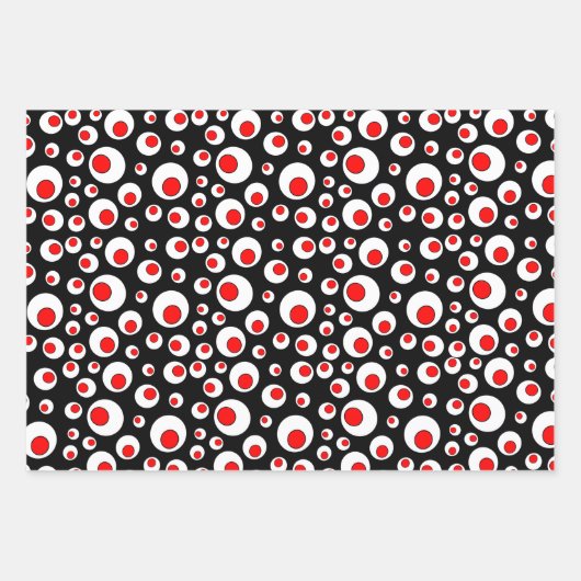 Feestelijke rode binnenkant witte cirkels Abstract Inpakpapier Vel (Voorkant)