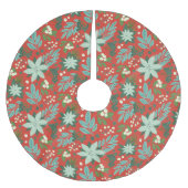 Feestelijke Rode Bloem Kerst Patroon Kerstboom Rok (Voorkant)