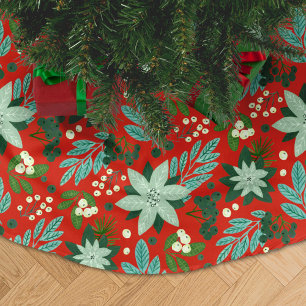 Feestelijke Rode Bloem Kerst Patroon Kerstboom Rok