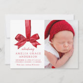 Feestelijke rode boog 4 foto vakantie geboorte aankondiging (Voorkant)