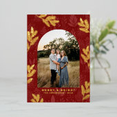 Feestelijke rode boog rand foto Kerst Kaart (Staand Voorkant)