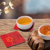 Feestelijke Rode Chinese Nieuwjaarsgeschenk 如意 福 Z Bier Onderzetter