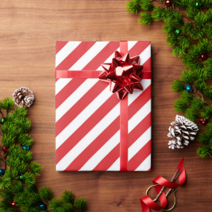 Feestelijke rode diagonale streep vakantie cadeaupapier