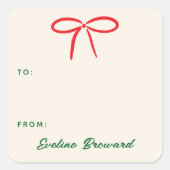 Feestelijke Rode Eenvoudige Boog Blank Gift Label (Voorkant)