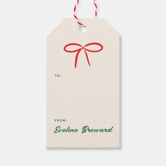 Feestelijke Rode Eenvoudige Boog Blank Gift Label Cadeaulabel (Voorkant)