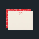 Feestelijke Rode Eenvoudige Boog Persoonlijke Stat Notitiekaartje<br><div class="desc">Een patroon van eenvoudige en zoete handgetekende bogen in feestelijk kersenrood geven deze platte persoonlijke briefkaart een zorgeloze en vrolijke lucht,  perfect voor de winter vakantie correspondentie en post-kerst bedankbriefjes of als gastvrouw cadeau.</div>