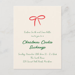 Feestelijke Rode Eenvoudige Boog Vakantie Party Ui Briefkaart