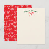 Feestelijke Rode Eenvoudige Strik n Naam Persoonli Notitiekaartje (Voorkant / Achterkant)