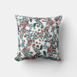 Feestelijke rode en blauwe bessen groenblijvende k kussen