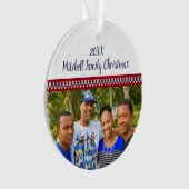 Feestelijke rode en blauwe familie foto geheugen K Ornament (voorkant)