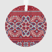 Feestelijke rode en blauwe familie foto geheugen K Ornament (achterkant)