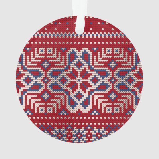 Feestelijke rode en blauwe familie foto geheugen K Ornament (achterkant)