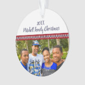 Feestelijke rode en blauwe familie foto geheugen K Ornament (voorkant)