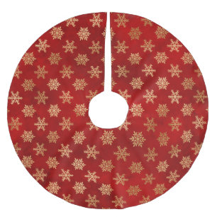 Feestelijke rode en gouden folie wintervlokken kerstboom rok