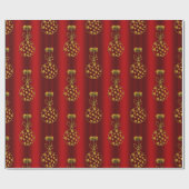 Feestelijke rode en gouden kerstballen cadeaupapier (Vlak)