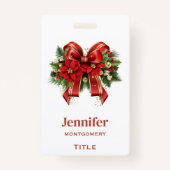 Feestelijke rode en gouden kerstboog badge (Achterkant)