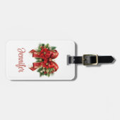 Feestelijke rode en gouden kerstboog bagagelabel (Voorkant horizontaal)
