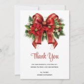 Feestelijke rode en gouden kerstboog bedankkaart (Voorkant)