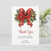 Feestelijke rode en gouden kerstboog bedankkaart (Staand voorkant)