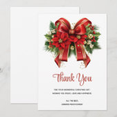 Feestelijke rode en gouden kerstboog bedankkaart (Voorkant / Achterkant)