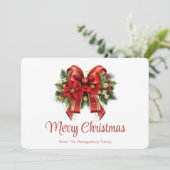 Feestelijke rode en gouden kerstboog feestdagenkaart (Staand voorkant)